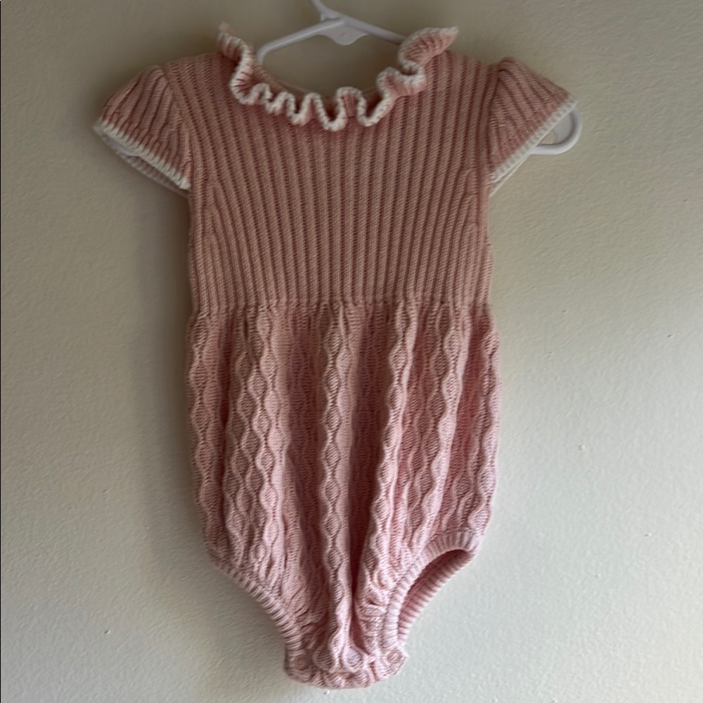 Pink Ruffled Knit Baby One Piece